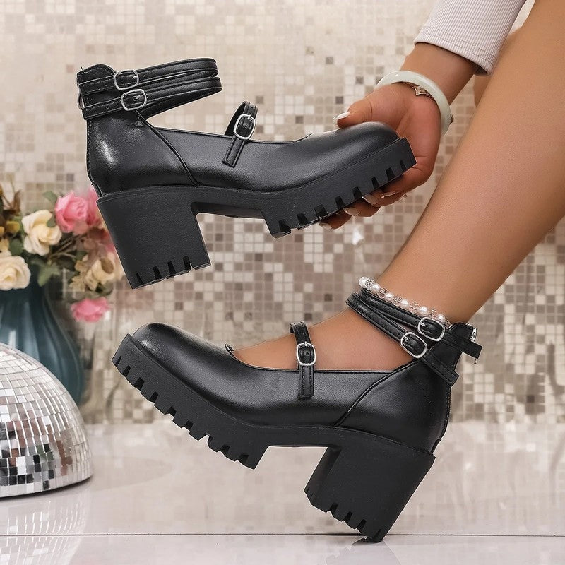 Claire Women's Chunky Strap Platform Heels