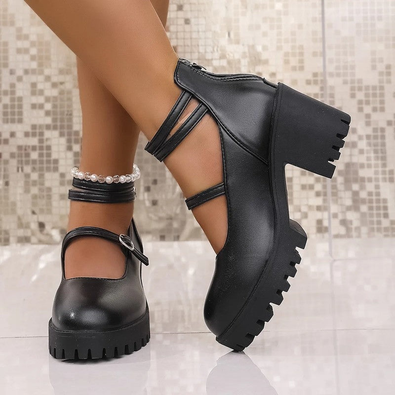 Claire Women's Chunky Strap Platform Heels