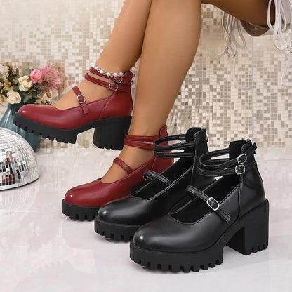 Claire Women's Chunky Strap Platform Heels