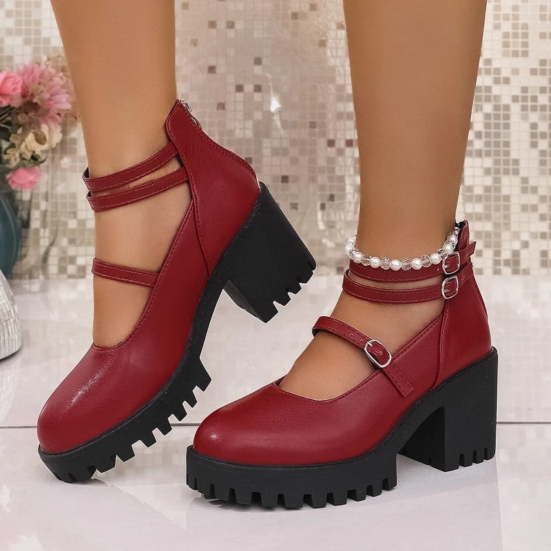 Claire Women's Chunky Strap Platform Heels