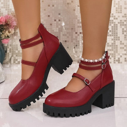 Claire Women's Chunky Strap Platform Heels