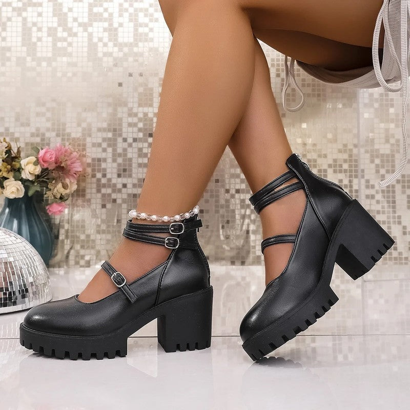 Claire Women's Chunky Strap Platform Heels