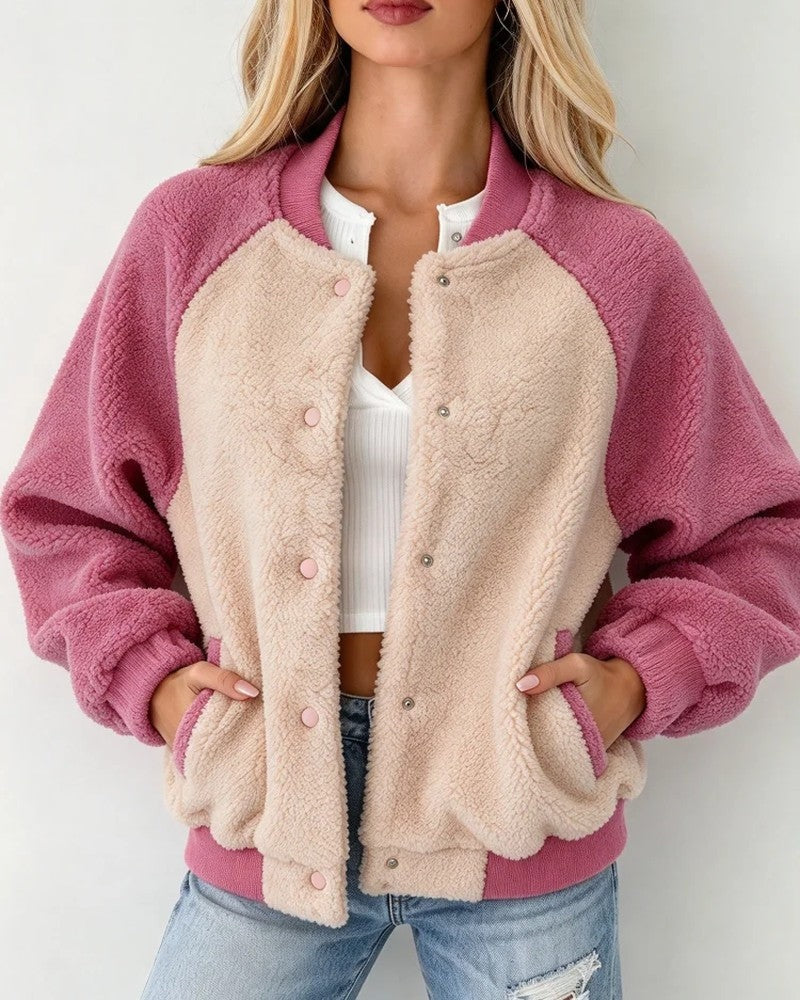 Claudia Women's Fleece Varsity Bomber Jacket