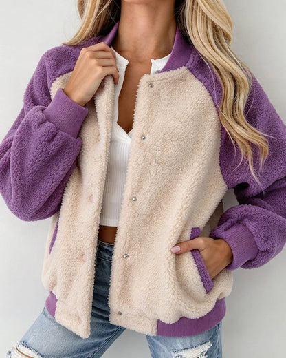 Claudia Women's Fleece Varsity Bomber Jacket