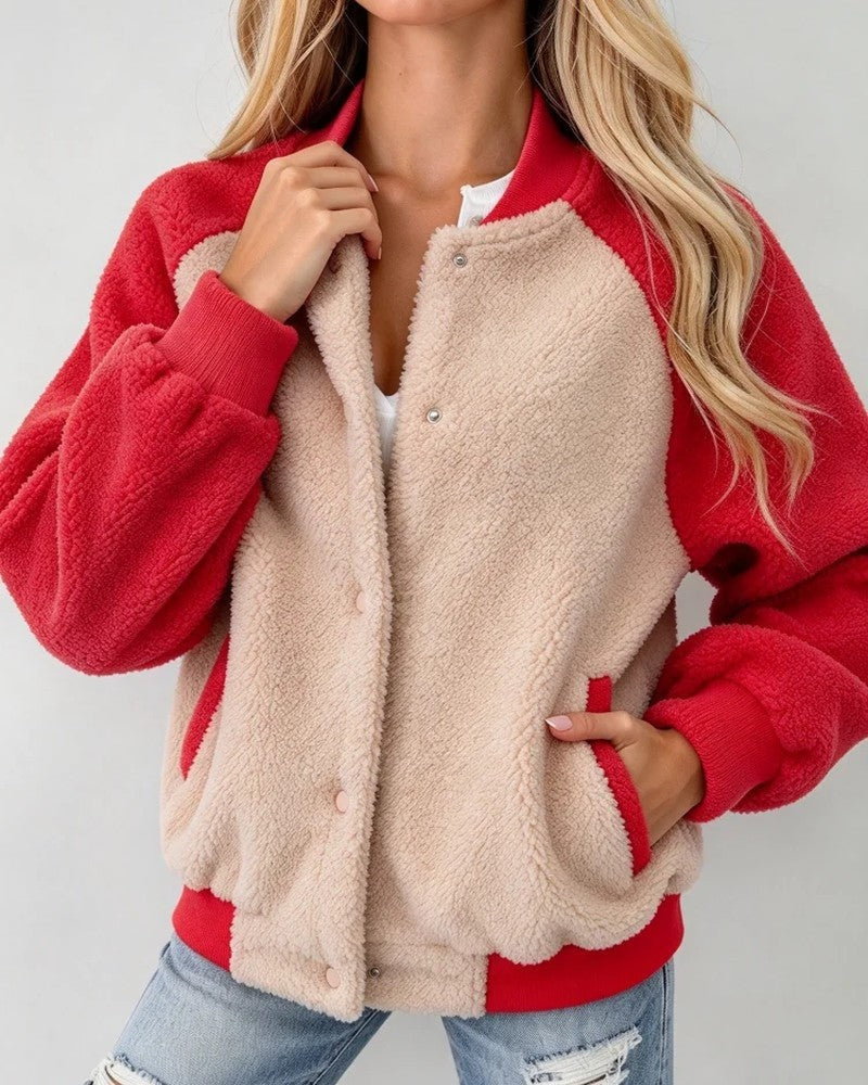 Claudia Women's Fleece Varsity Bomber Jacket