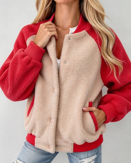Claudia Women's Fleece Varsity Bomber Jacket