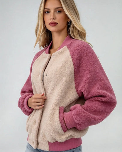 Claudia Women's Fleece Varsity Bomber Jacket