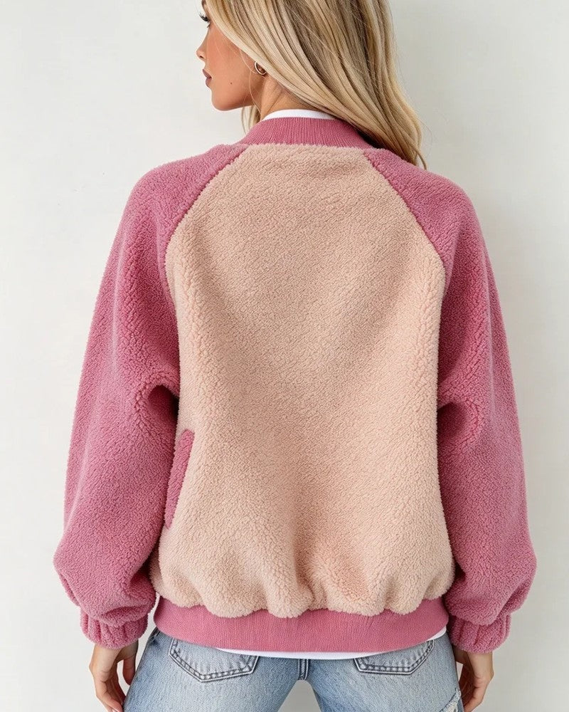 Claudia Women's Fleece Varsity Bomber Jacket
