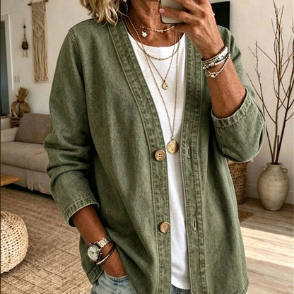 Colette Relaxed Denim Button-Up Cardigan