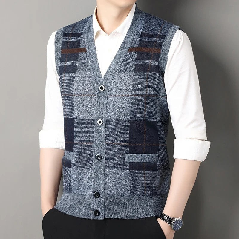 Corbin Argyle Knit Button-Up Vest