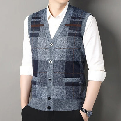 Corbin Argyle Knit Button-Up Vest