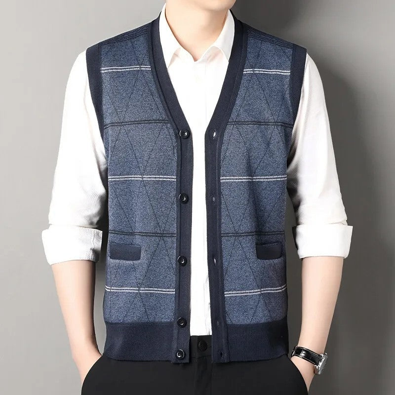 Corbin Argyle Knit Button-Up Vest