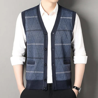 Corbin Argyle Knit Button-Up Vest
