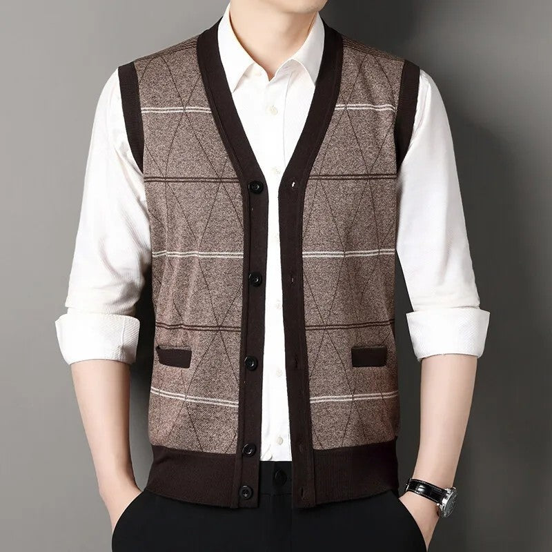 Corbin Argyle Knit Button-Up Vest