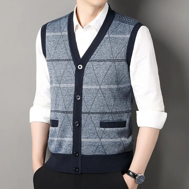 Corbin Argyle Knit Button-Up Vest