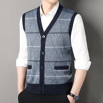Corbin Argyle Knit Button-Up Vest