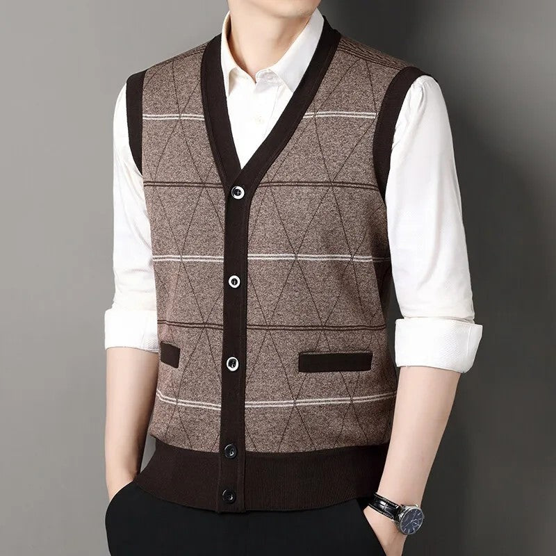 Corbin Argyle Knit Button-Up Vest
