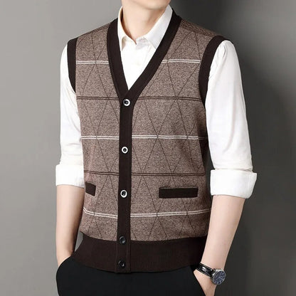 Corbin Argyle Knit Button-Up Vest