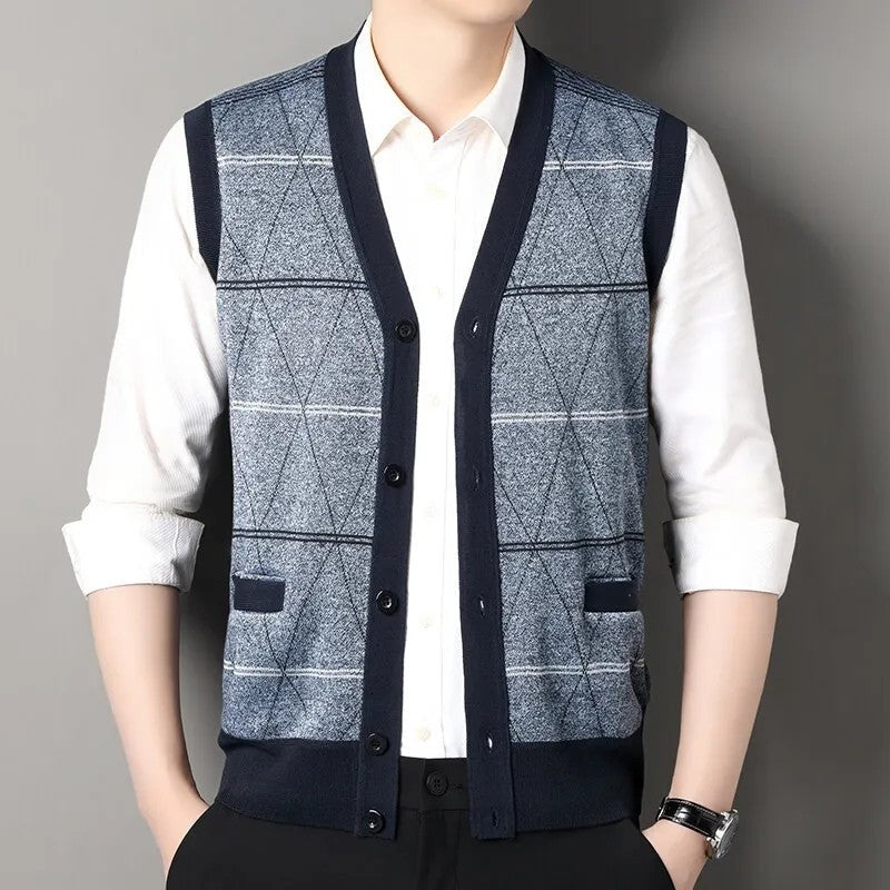 Corbin Argyle Knit Button-Up Vest