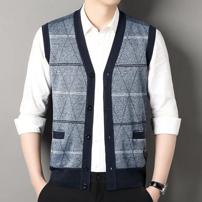 Corbin Argyle Knit Button-Up Vest