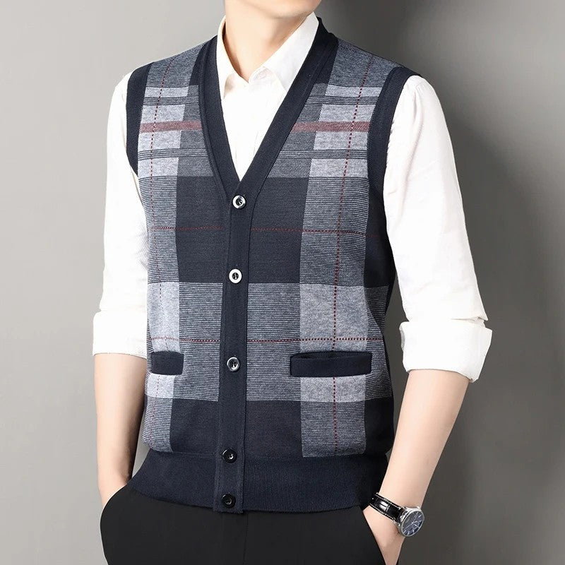 Corbin Argyle Knit Button-Up Vest