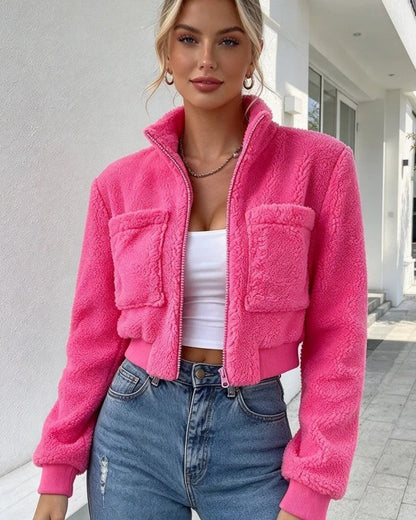 Daniela Women's Fleece Cropped Sherpa Jacket