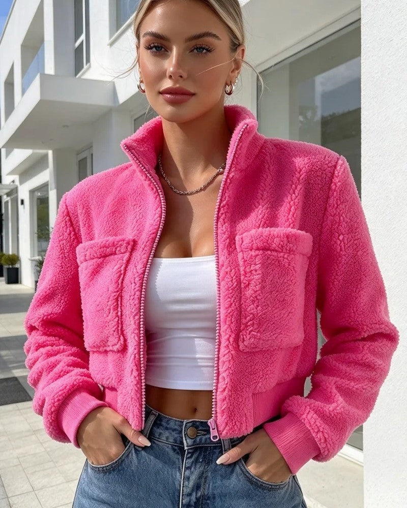 Daniela Women's Fleece Cropped Sherpa Jacket