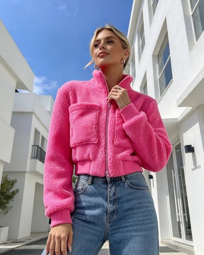 Daniela Women's Fleece Cropped Sherpa Jacket