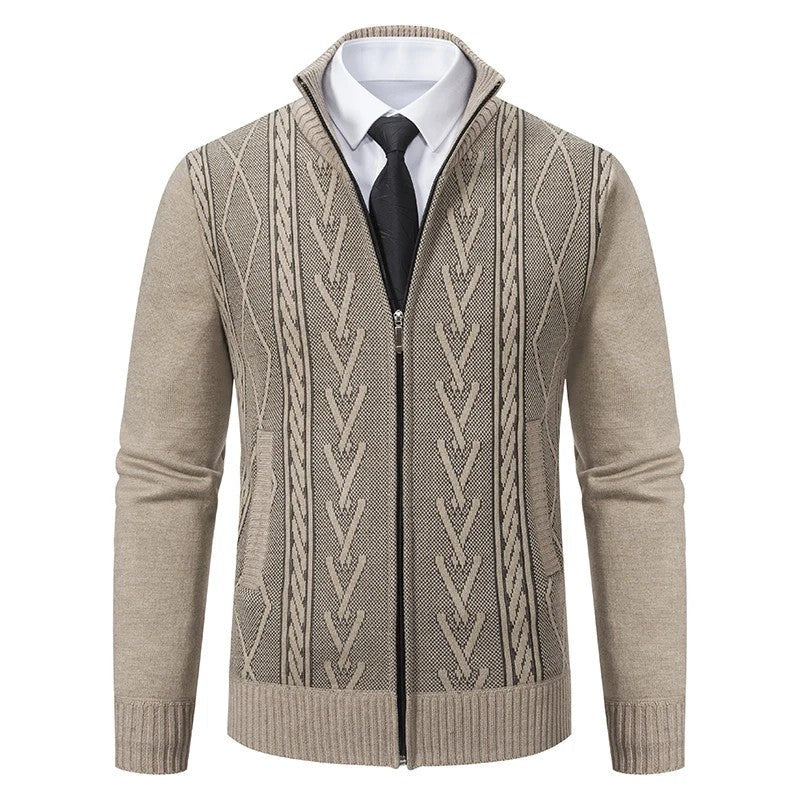 Darian Textured Cable Knit Zip Cardigan