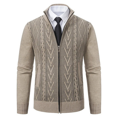 Darian Textured Cable Knit Zip Cardigan