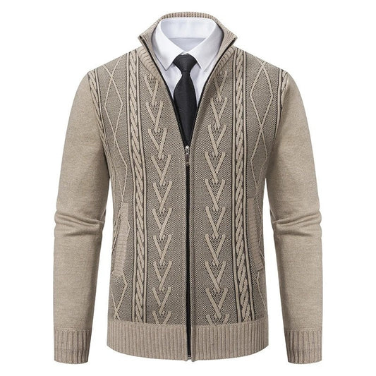 Darian Textured Cable Knit Zip Cardigan