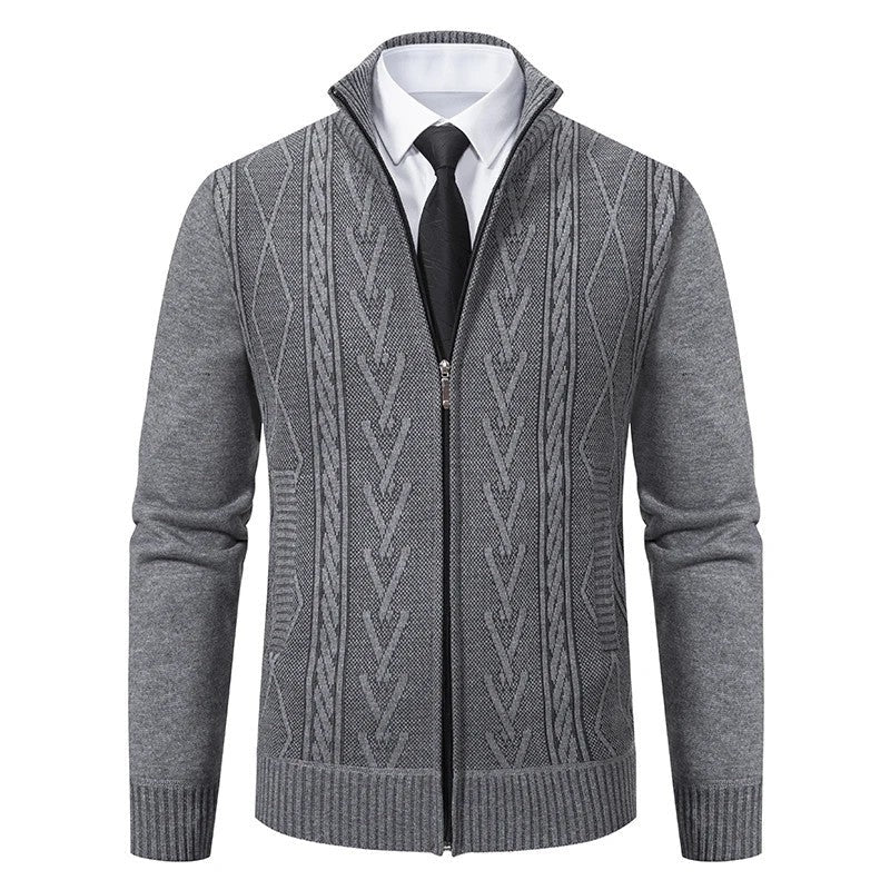 Darian Textured Cable Knit Zip Cardigan