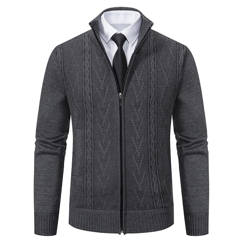 Darian Textured Cable Knit Zip Cardigan