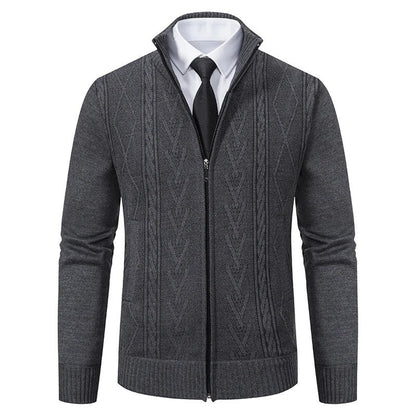 Darian Textured Cable Knit Zip Cardigan