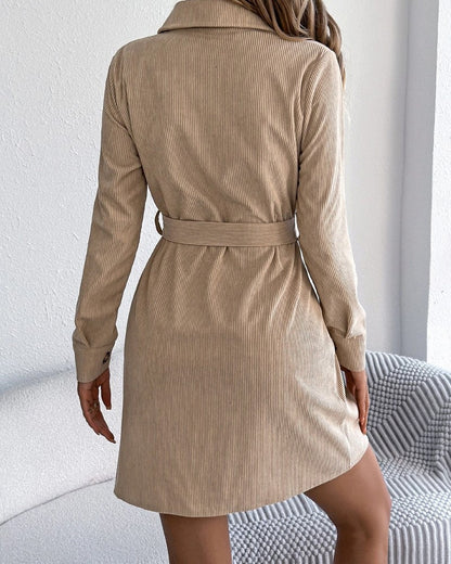 Diana Women's Corduroy Belted Shirt Dress