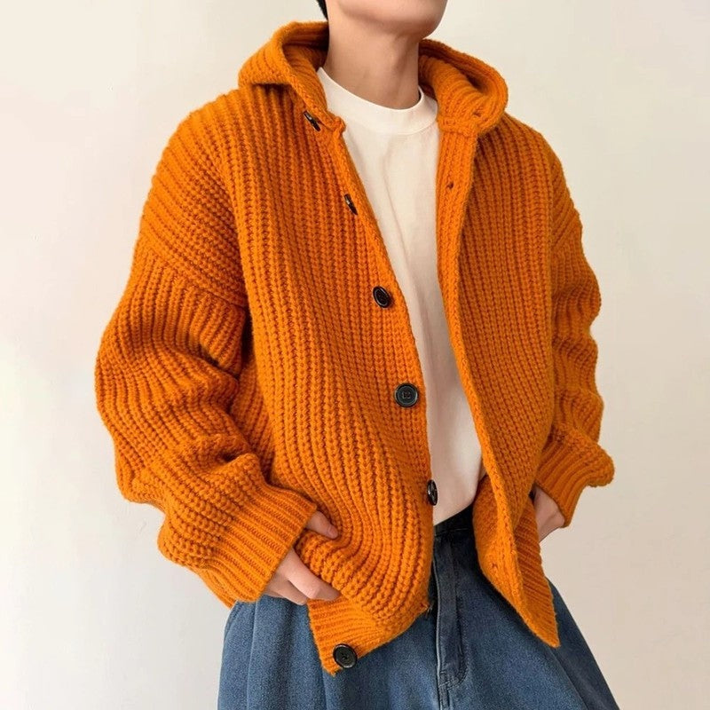 Diego Men's Relaxed Ribbed Hooded Cardigan