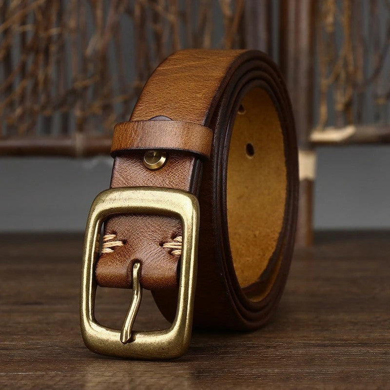 Doriane Leather Vintage Buckle Belt Genuine Leather