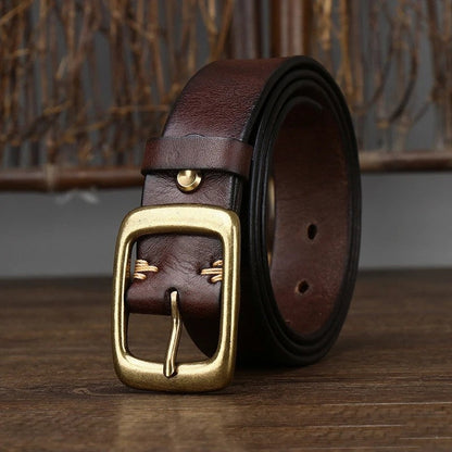 Doriane Leather Vintage Buckle Belt Genuine Leather