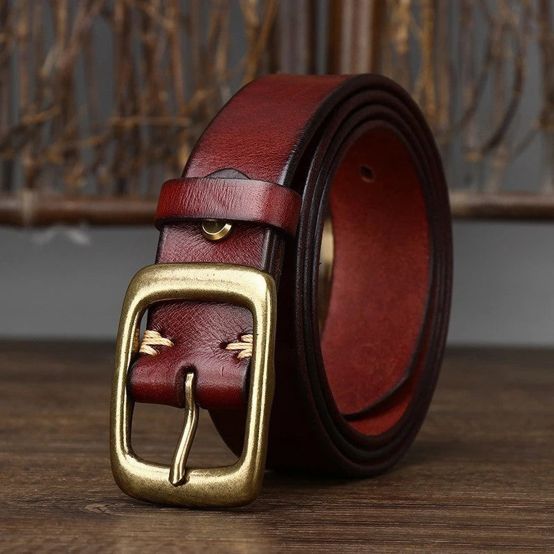 Doriane Leather Vintage Buckle Belt Genuine Leather