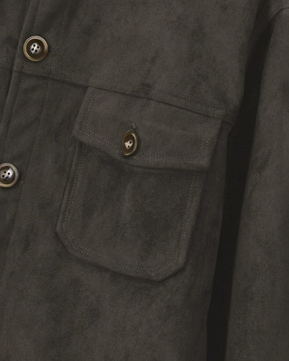 Duvall Suede Button-Up Utility Jacket