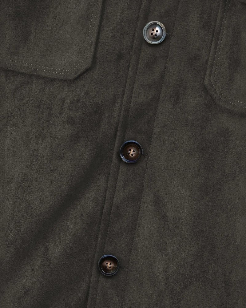 Duvall Suede Button-Up Utility Jacket