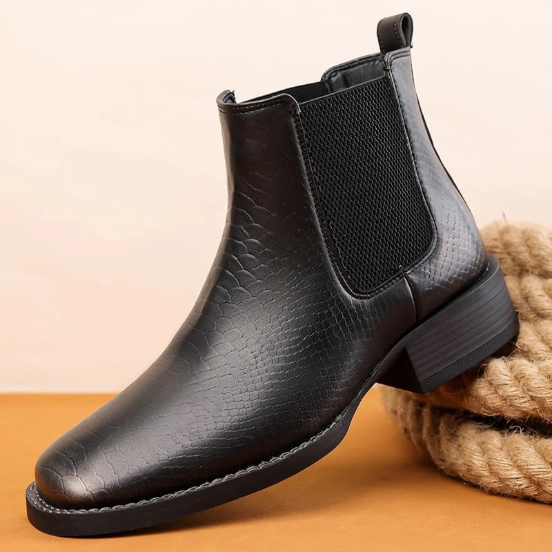 Duvall Textured Elastic Chelsea Boots