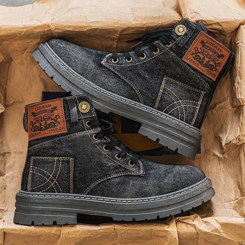 Duvane Rugged Stitch Detail Lace-Up Boots