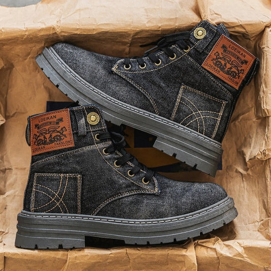Duvane Rugged Stitch Detail Lace-Up Boots