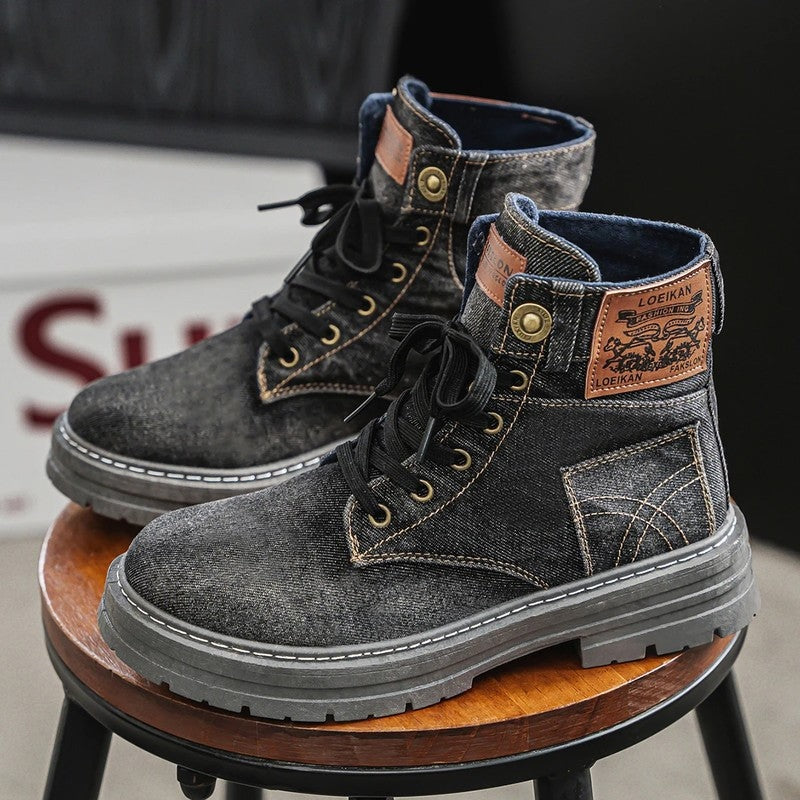Duvane Rugged Stitch Detail Lace-Up Boots