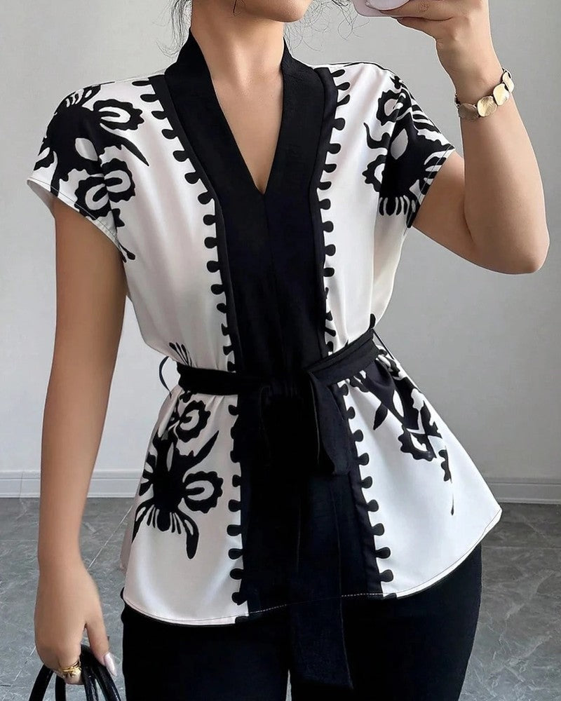 Edith Women's Printed Belted Kimono Top