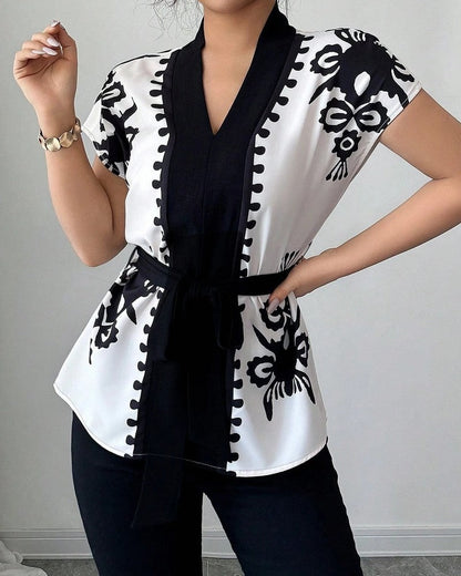 Edith Women's Printed Belted Kimono Top