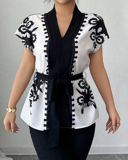 Edith Women's Printed Belted Kimono Top