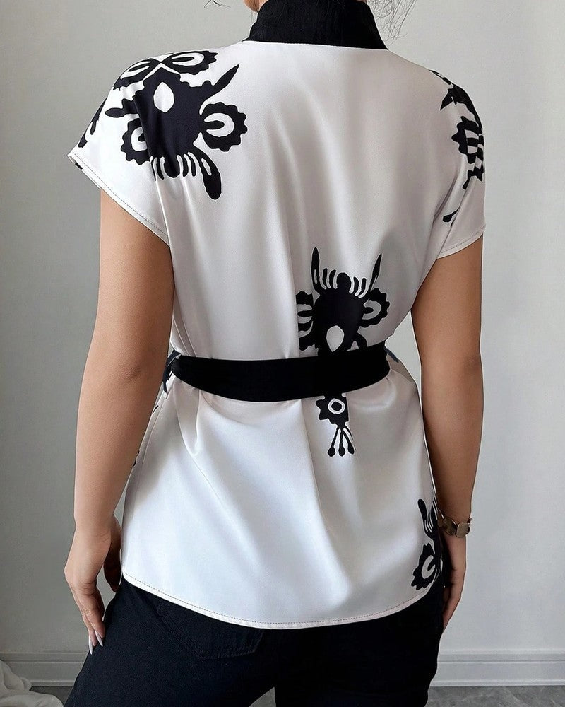 Edith Women's Printed Belted Kimono Top