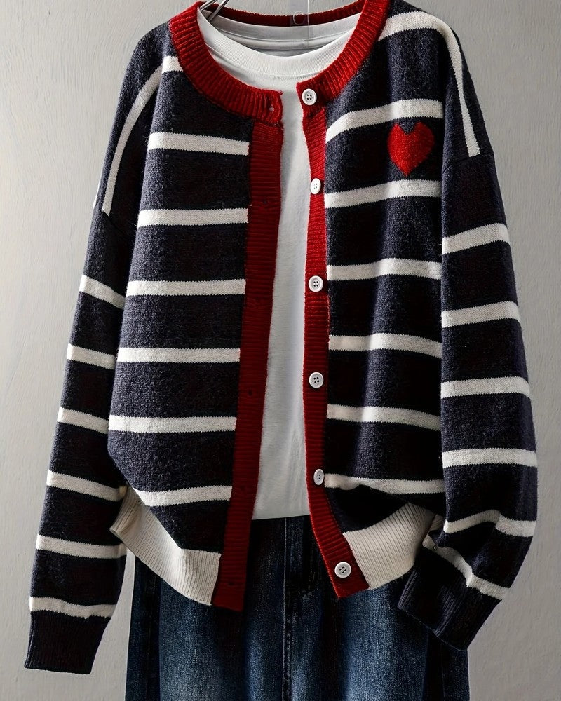 Eliane Relaxed Stripe Knit Cardigan